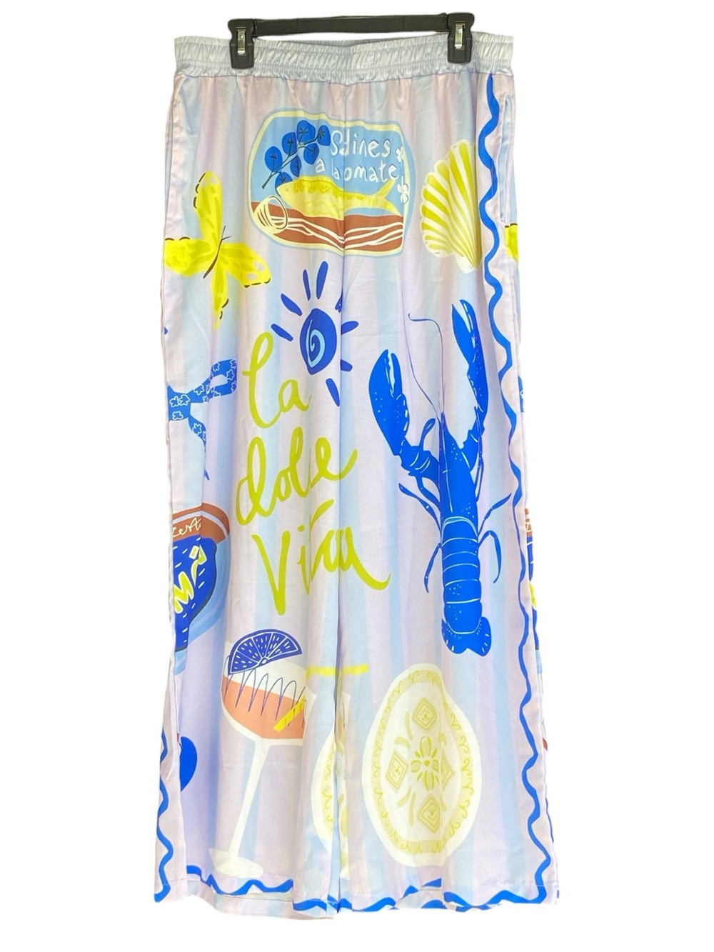 New Nice To Meet You La Dolce Vita Blue Striped Lobster Pants Womens Size 2XL